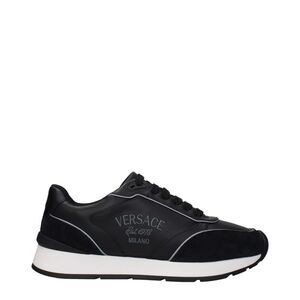 Versace Black Leather Low Top Men's Sneakers